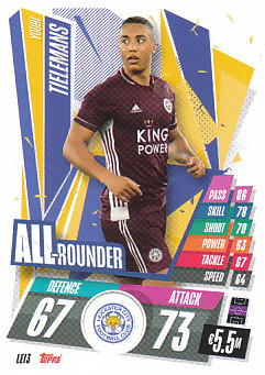 Youri Tielemans Leicester City 2020/21 Topps Match Attax CL All Rounder #LEI03